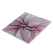 Elegantes Chaos Modernes Abstraktes Rosa Fraktal K Fliese (Seite)
