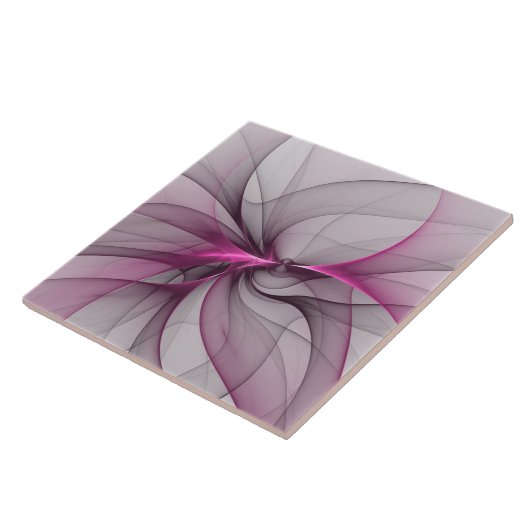 Elegantes Chaos Modernes Abstraktes Rosa Fraktal K Fliese (Seite)