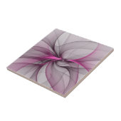 Elegantes Chaos Modernes Abstraktes Rosa Fraktal K Fliese (Seite)