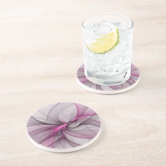 Elegantes Chaos Modernes Abstraktes Rosa Fraktal K Getränkeuntersetzer (Seite)