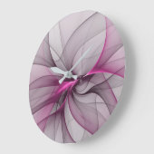 Elegantes Chaos Modernes Abstraktes Rosa Fraktal K Große Wanduhr (Winkel)