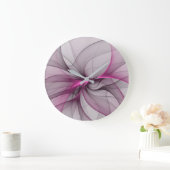Elegantes Chaos Modernes Abstraktes Rosa Fraktal K Große Wanduhr (Zuhause)