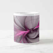 Elegantes Chaos Modernes Abstraktes Rosa Fraktal K Jumbo-Tasse (Vorderseite)