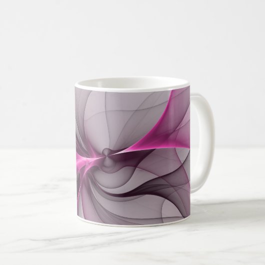 Elegantes Chaos Modernes Abstraktes Rosa Fraktal K Kaffeetasse (VorderseiteRechts)