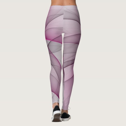 Elegantes Chaos Modernes Abstraktes Rosa Fraktal K Leggings (Rückseite)