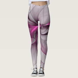 Elegantes Chaos Modernes Abstraktes Rosa Fraktal K Leggings