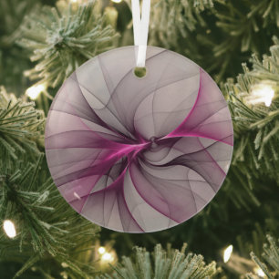 Elegantes Chaos Modernes Abstraktes Rosa Fraktal K Ornament Aus Glas