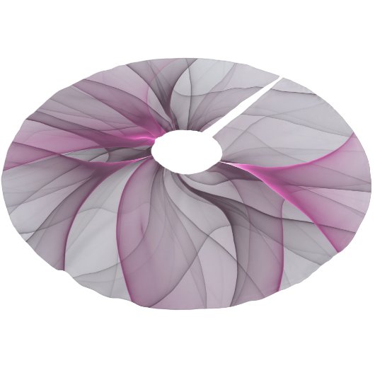 Elegantes Chaos Modernes Abstraktes Rosa Fraktal K Polyester Weihnachtsbaumdecke (Schrägansicht)