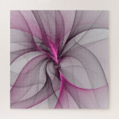 Elegantes Chaos Modernes Abstraktes Rosa Fraktal K Puzzle (Horizontal)