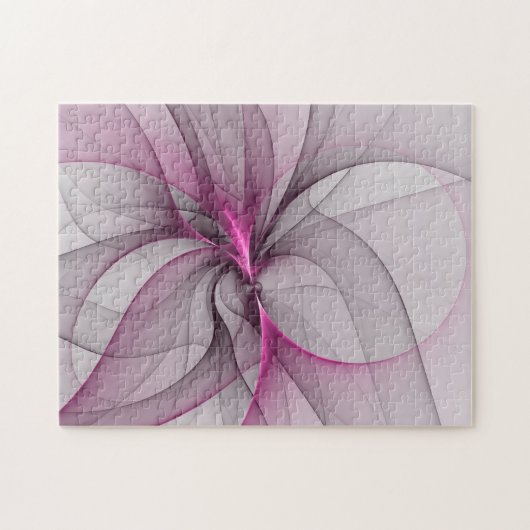 Elegantes Chaos Modernes Abstraktes Rosa Fraktal K Puzzle (Horizontal)