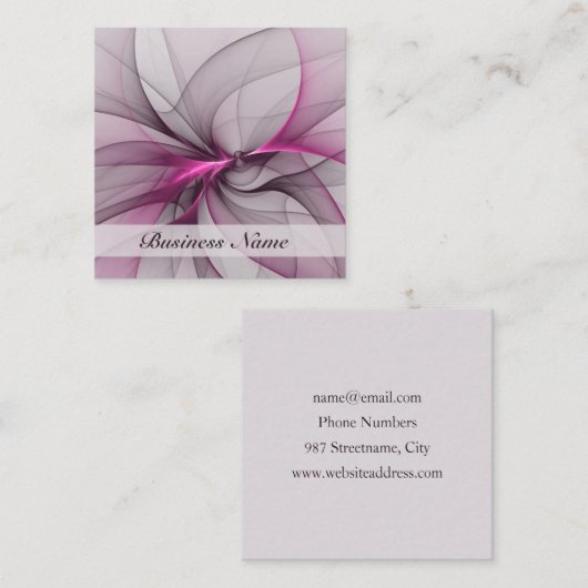 Elegantes Chaos Modernes Abstraktes Rosa Fraktal K Quadratische Visitenkarte (Vorne/Hinten)