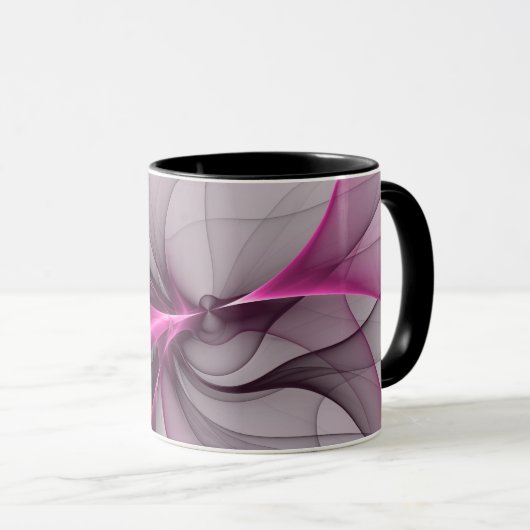 Elegantes Chaos Modernes Abstraktes Rosa Fraktal K Tasse (VorderseiteRechts)