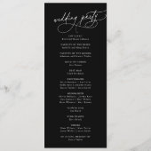 Elegantes Charm Flat Dark Black Wedding Programm (Rückseite)