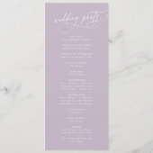 Elegantes Charm Flat Lavender Lila Hochzeitsprogra Programm (Rückseite)