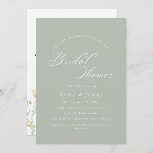 Elegantes Charm Ivory & Gold Brautparty Einladung (Vorne/Hinten)