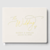 Elegantes Charm Ivory Gold Foil Wedding Gästebuch (Vorderseite)