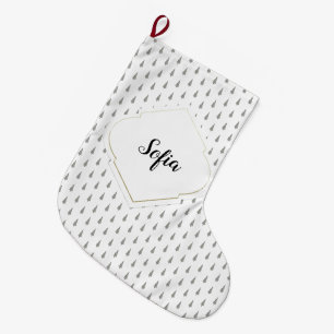 Elegantes Charmantes Weißgold-Monogramm Großer Weihnachtsstrumpf