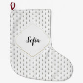 Elegantes Charming White Gold Monogramm Großer Weihnachtsstrumpf (Vorderseite)