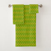 Elegantes Chartreuse-Grün-Blumenmuster Badhandtuch Set (Insitu)