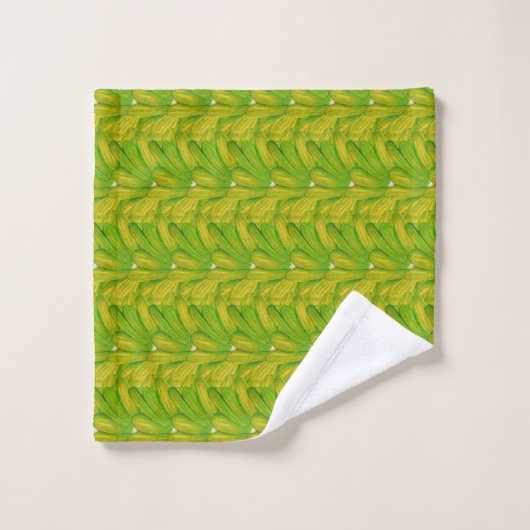 Elegantes Chartreuse-Grün-Blumenmuster Badhandtuch Set (Waschlappen)