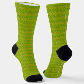 Elegantes Chartreuse-Grün-Blumenmuster Socken (Gewinkelt)