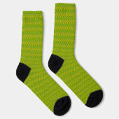Elegantes Chartreuse-Grün-Blumenmuster Socken (Rechts)