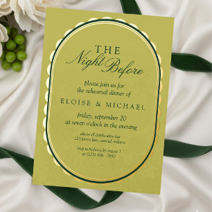 Elegantes Chartreuse-Schalen-Oval Probedinner Folieneinladung