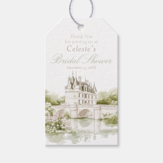 Elegantes Chateau Französische Romantik Brautparty Geschenkanhänger (Vorderseite)