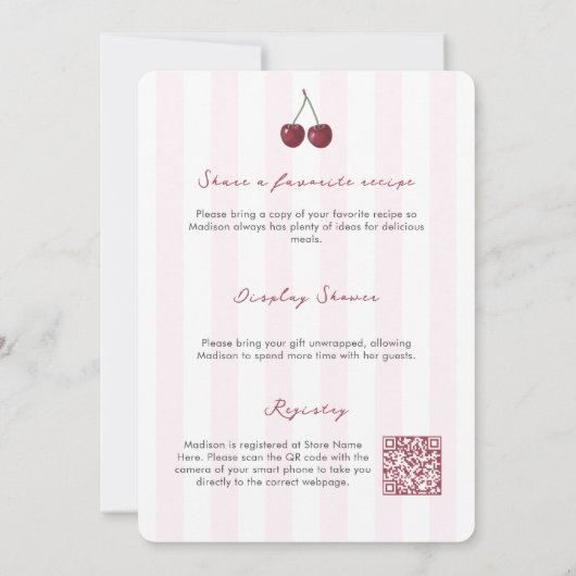 Elegantes Cherry auf oberstem zweiseitigem Brautpa Einladung (Rückseite)