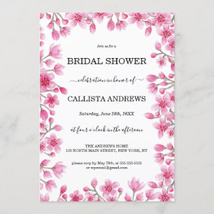 Elegantes Cherry Blossom Brautparty an der blorale Einladung