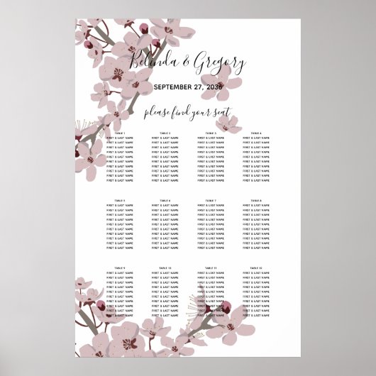 Elegantes Cherry Blossom Hochzeitssattel Poster (Vorne)