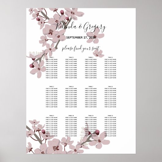 Elegantes Cherry Blossom Hochzeitssattel Poster (Vorne)