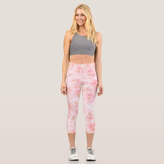 Elegantes Cherry-Blossom-Muster Capri Leggings (Vorderseite)