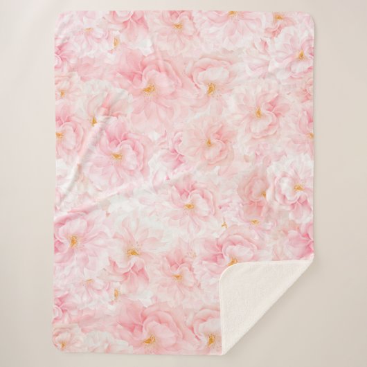 Elegantes Cherry-Blossom-Muster Sherpadecke (Vorderseite)