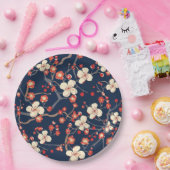 Elegantes Cherry Blossom Nahtloses Muster (10) Pappteller (Party)