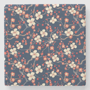 Elegantes Cherry Blossom Nahtloses Muster (10) Steinuntersetzer