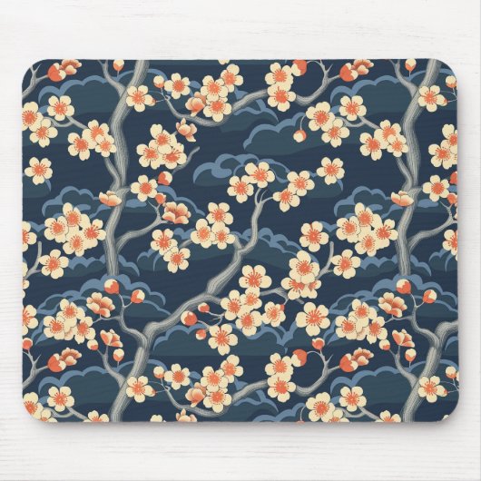 Elegantes Cherry Blossom Nahtloses Muster (11) Mousepad (Vorne)