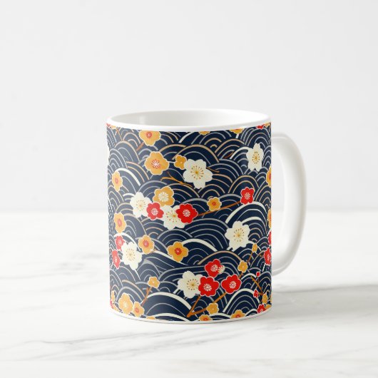 Elegantes Cherry Blossom Nahtloses Muster (12) Kaffeetasse (VorderseiteRechts)