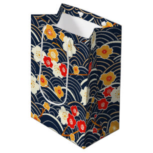 Elegantes Cherry Blossom Nahtloses Muster (12) Mittlere Geschenktüte
