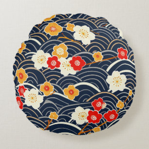 Elegantes Cherry Blossom Nahtloses Muster (12) Rundes Kissen