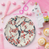 Elegantes Cherry Blossom Nahtloses Muster (13) Pappteller (Party)