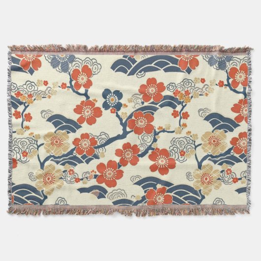 Elegantes Cherry Blossom Nahtloses Muster (14) Decke (Vorderseite)