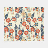 Elegantes Cherry Blossom Nahtloses Muster (14) Fleecedecke (Vorderseite (Horizontal))