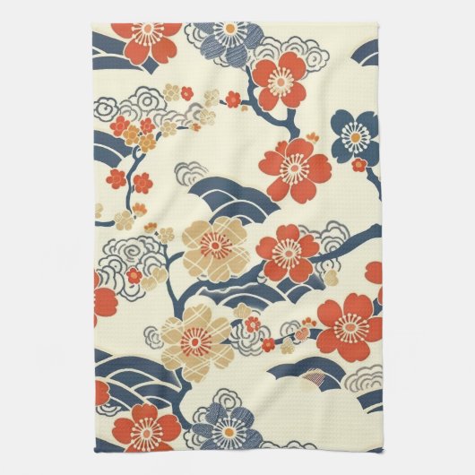 Elegantes Cherry Blossom Nahtloses Muster (14) Geschirrtuch (Vertikal)