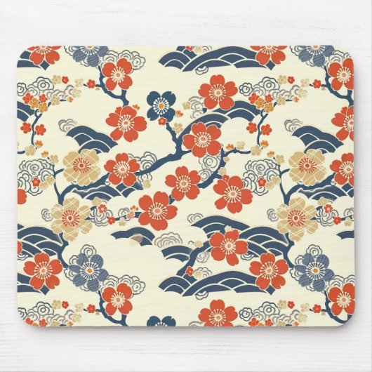 Elegantes Cherry Blossom Nahtloses Muster (14) Mousepad (Vorne)