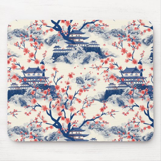 Elegantes Cherry Blossom Nahtloses Muster (15) Mousepad (Vorne)