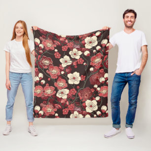 Elegantes Cherry Blossom Nahtloses Muster (16) Fleecedecke