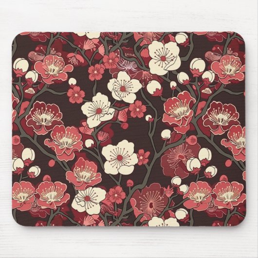 Elegantes Cherry Blossom Nahtloses Muster (16) Mousepad (Vorne)