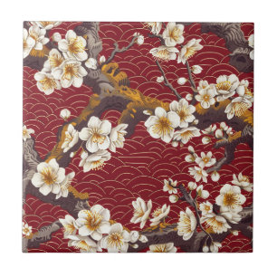 Elegantes Cherry Blossom Nahtloses Muster (17) Fliese