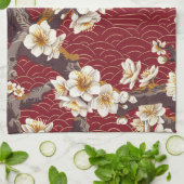 Elegantes Cherry Blossom Nahtloses Muster (17) Geschirrtuch (Gefaltet)